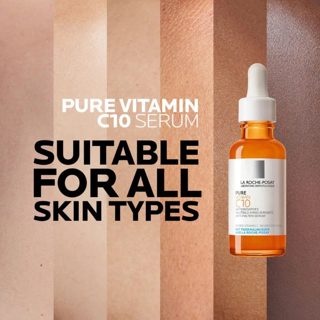 La Roche - Posay Pure Vitamin C Serum For Face With Hyaluronic Acid & Salicylic Acid, Hydrating Face Serum, Boost Radiance & Reduce Wrinkles, 2 Formulas for Normal or Oily Skin لاروش بوزيه النقي للوجه C - Libras Shop - Alif Souq - VC10 - N - GF - ZAM - 