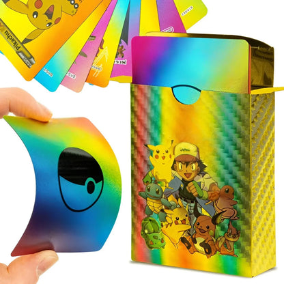 55 PCS Pokemon Random Rainbow Foil TCG Cards Set – Ultra Rare Holographic Gold Plated Trading Cards Deck Box, Vmax Style Collectible Cards Bundle - Libras Shop - My Store - 