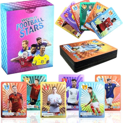 World Football Euro Stars Cards – 55PCS Gold Foil Soccer Trading Cards | Messi, Ronaldo, Mbappe, Neymar | Best Gift Deck Box for Kids, Adults, Boys, Girls - Libras Shop - My Store - Random Rainbow - 