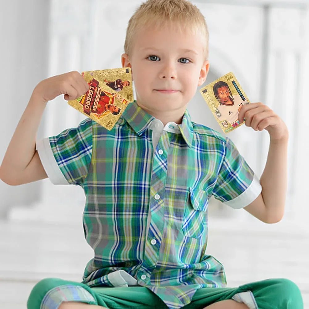 World Football Euro Stars Cards – 55PCS Gold Foil Soccer Trading Cards | Messi, Ronaldo, Mbappe, Neymar | Best Gift Deck Box for Kids, Adults, Boys, Girls - Libras Shop - My Store - Gold - 