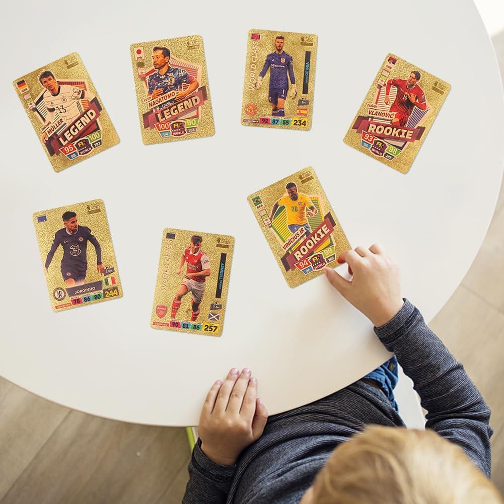 World Football Euro Stars Cards – 55PCS Gold Foil Soccer Trading Cards | Messi, Ronaldo, Mbappe, Neymar | Best Gift Deck Box for Kids, Adults, Boys, Girls - Libras Shop - My Store - Gold - 