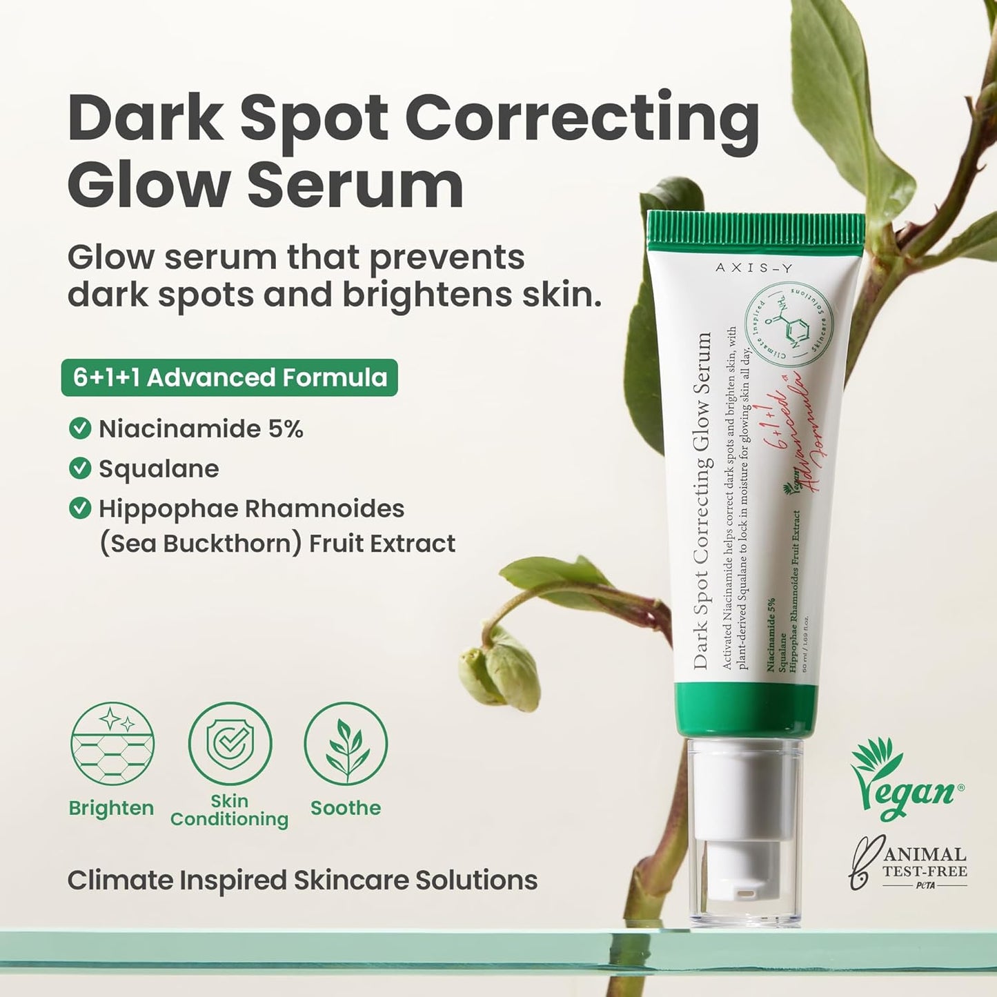 AXIS-Y Dark Spot Correcting Glow Serum - 5% Niacinamide Dark Spot Remover For Face - Vegan Korean Skin Care Niacinamide Serum