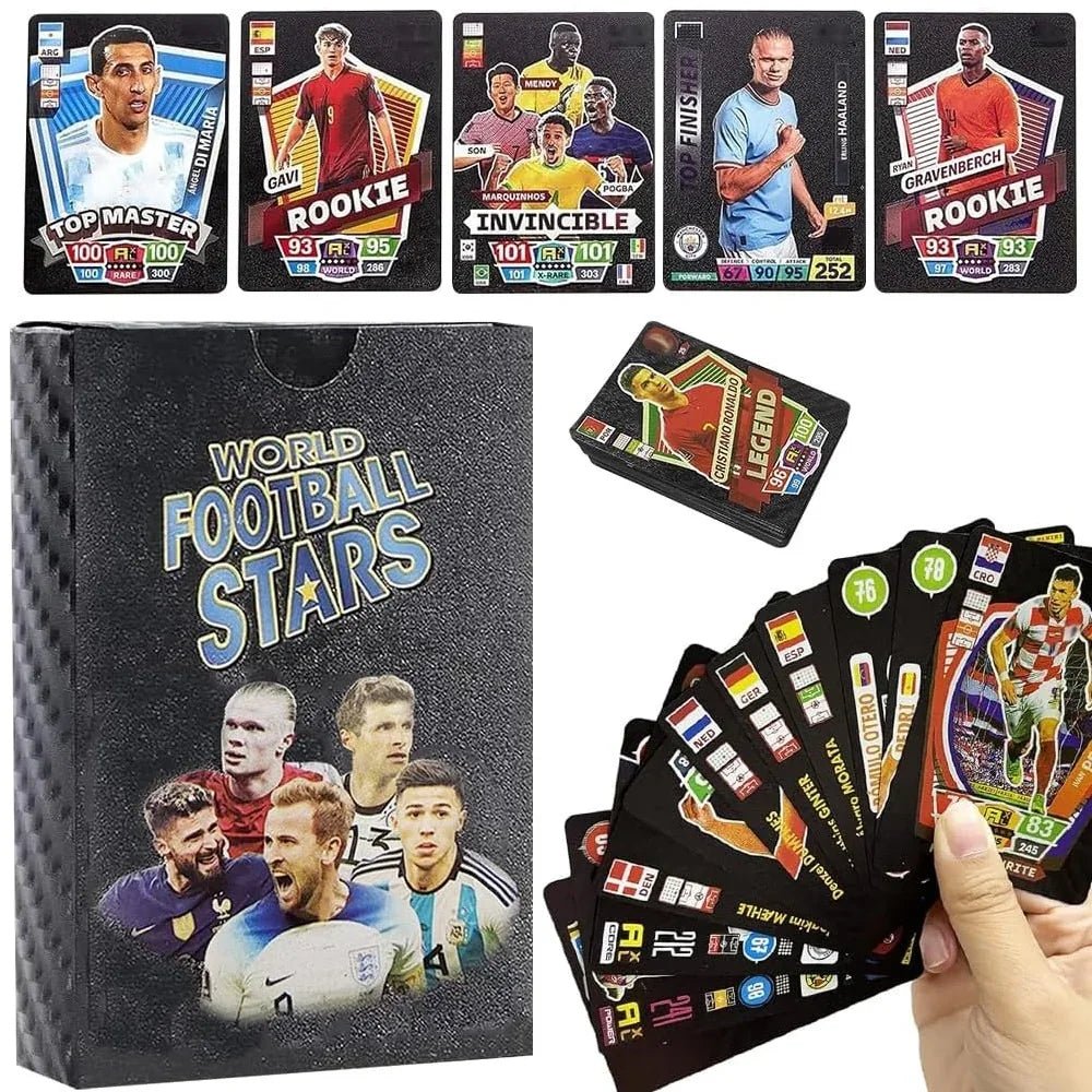 World Football Euro Stars Cards – 55PCS Gold Foil Soccer Trading Cards | Messi, Ronaldo, Mbappe, Neymar | Best Gift Deck Box for Kids, Adults, Boys, Girls - Libras Shop - My Store - Gold - 
