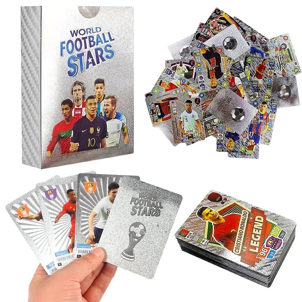 World Football Euro Stars Cards – 55PCS Gold Foil Soccer Trading Cards | Messi, Ronaldo, Mbappe, Neymar | Best Gift Deck Box for Kids, Adults, Boys, Girls - Libras Shop - My Store - Gold - 