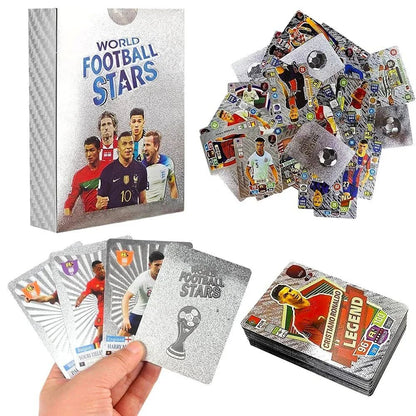 World Football Euro Stars Cards – 55PCS Gold Foil Soccer Trading Cards | Messi, Ronaldo, Mbappe, Neymar | Best Gift Deck Box for Kids, Adults, Boys, Girls - Libras Shop - My Store - Gold - 