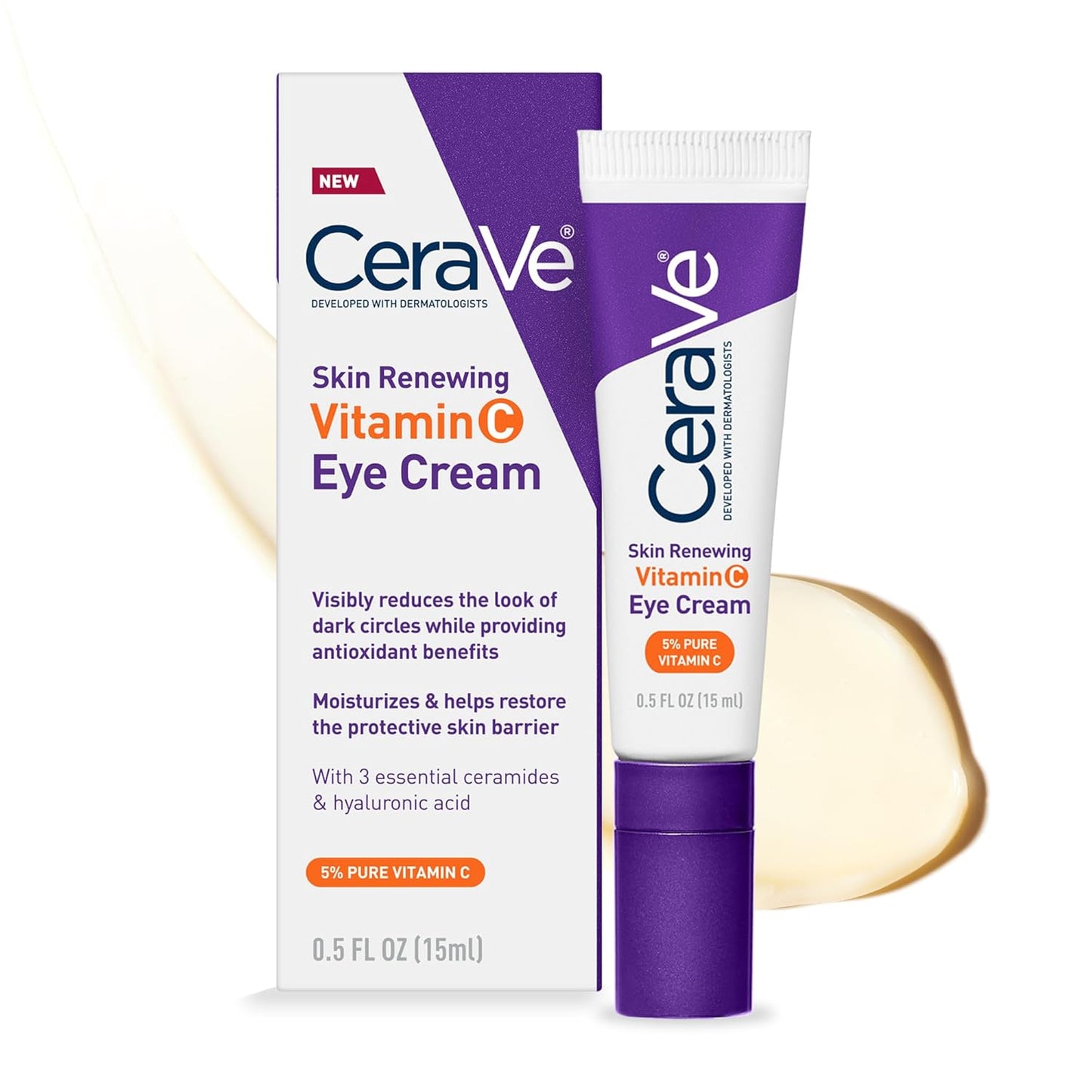 CeraVe Pure Vitamin C 10% Serum with Hyaluronic Acid, Skin Brightening Serum for Face