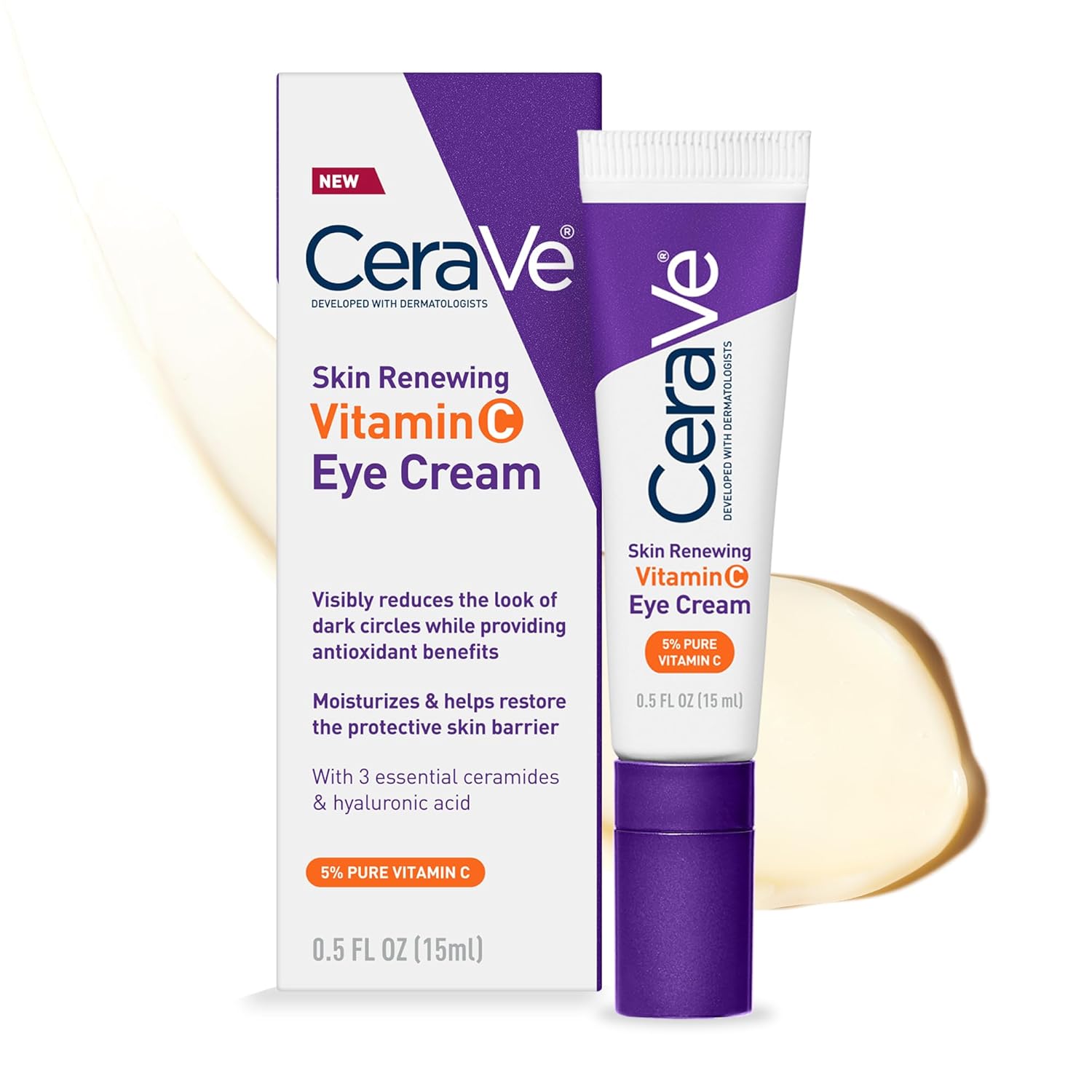 CeraVe Pure Vitamin C 10% Serum with Hyaluronic Acid, Skin Brightening Serum for Face