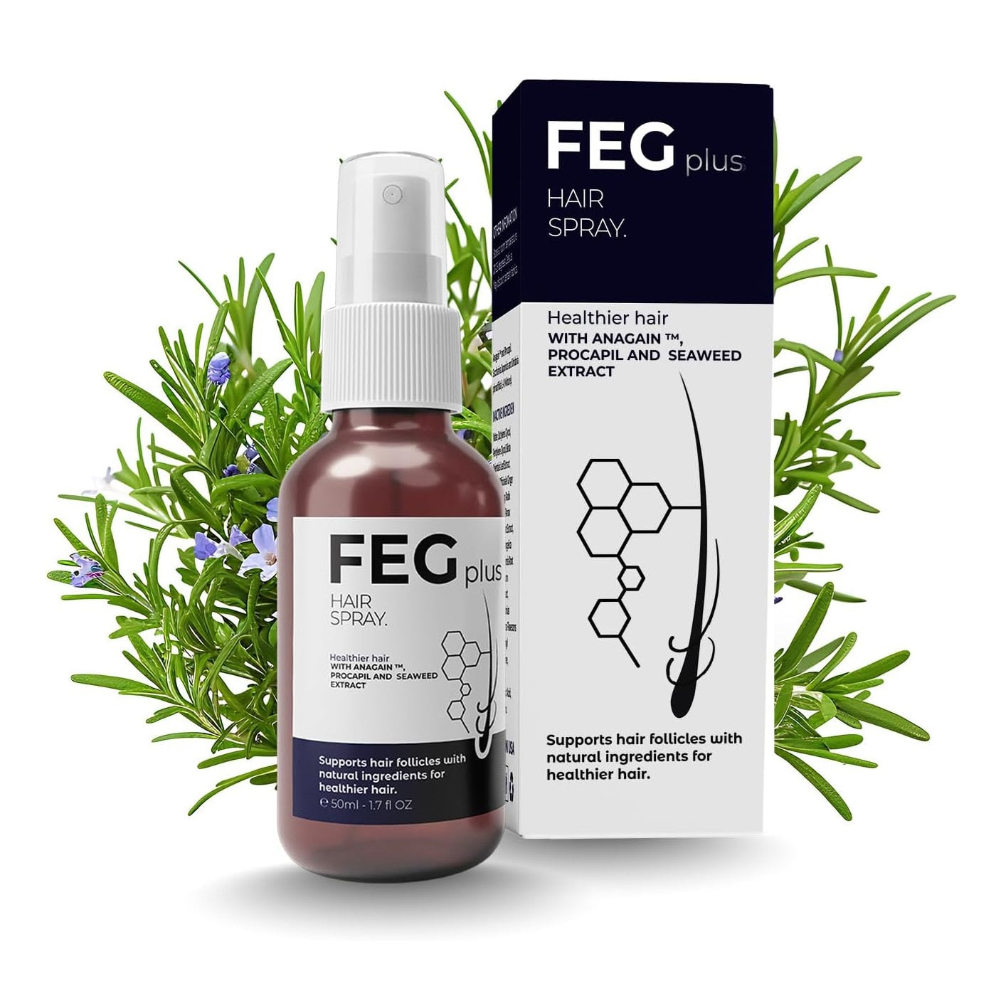 FEG-PLUS With Derma Roller Rosemary Beard & Hair Growth Serum, Rosemary, Minoxidil 5% Solution for Hair Growth Booster