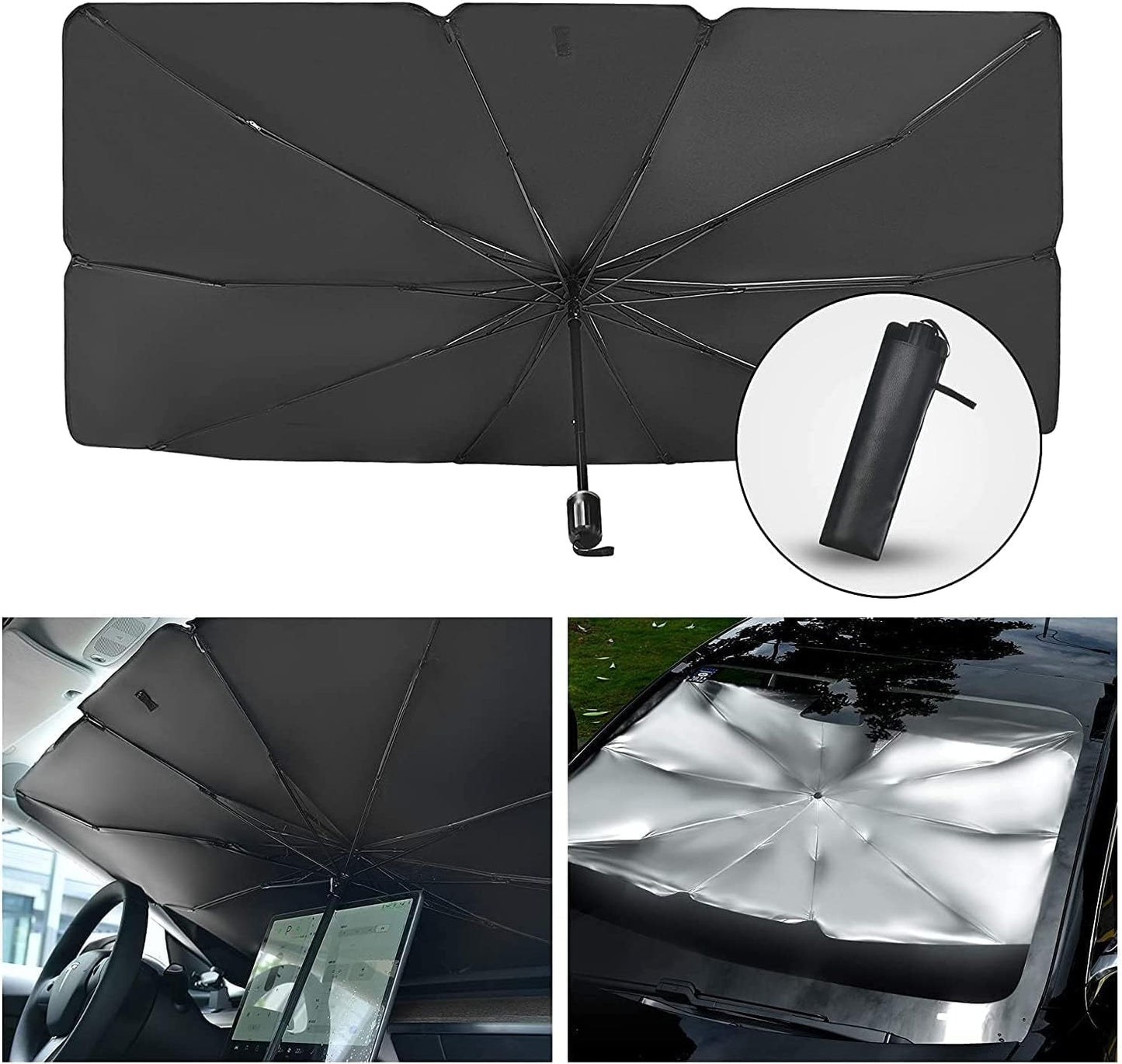 Libras Shop™ Car Windshield Sun Shade Umbrella, UV Sunshade Umbrella Windshield Block Cover, Foldable Sun Visor Windshields Sun Shade Cover