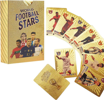 World Football Euro Stars Cards – 55PCS Gold Foil Soccer Trading Cards | Messi, Ronaldo, Mbappe, Neymar | Best Gift Deck Box for Kids, Adults, Boys, Girls - Libras Shop - My Store - Gold - 