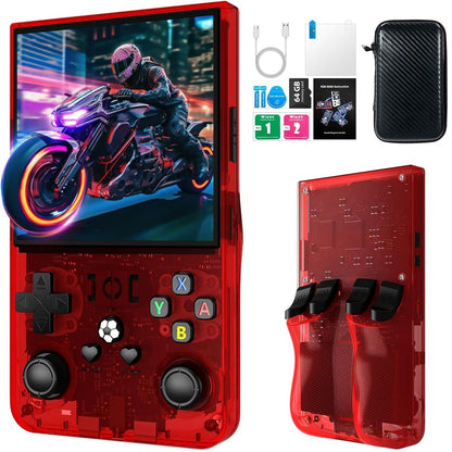 Libras Shop™ 2025 R36MAX Retro Handheld 20000+ Games Console, 4.0 Inch IPS Screen, 4000MAH Battery, 64GB Memory, Portable Arcade Video Gaming Console Gift for Kids, Adults