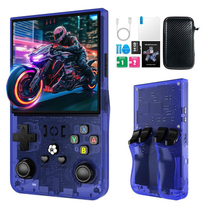 Libras Shop™ 2025 R36MAX Retro Handheld 20000+ Games Console, 4.0 Inch IPS Screen, 4000MAH Battery, 64GB Memory, Portable Arcade Video Gaming Console Gift for Kids, Adults