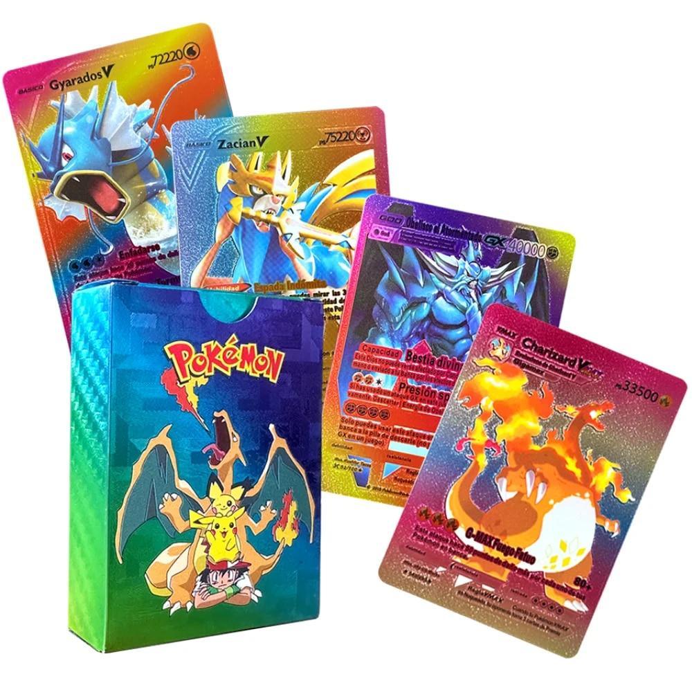 55 PCS Pokemon Random Rainbow Foil TCG Cards Set – Ultra Rare Holographic Gold Plated Trading Cards Deck Box, Vmax Style Collectible Cards Bundle - Libras Shop - My Store - 
