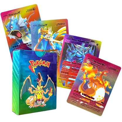 55 PCS Pokemon Random Rainbow Foil TCG Cards Set – Ultra Rare Holographic Gold Plated Trading Cards Deck Box, Vmax Style Collectible Cards Bundle - Libras Shop - My Store - 