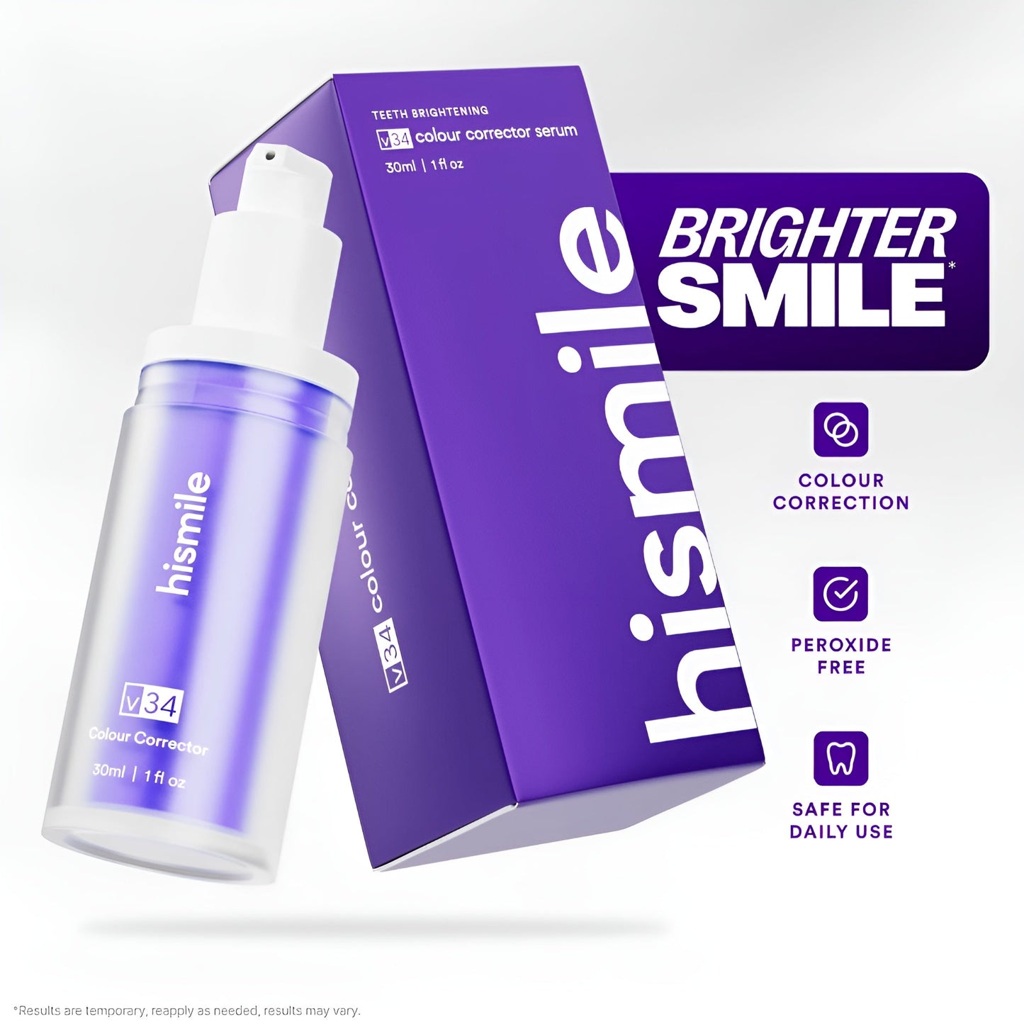 Libras Shop™ Hi Smile v34 Color Corrector, Purple Teeth Whitening, Tooth Stain Removal, Teeth Whitening Booster, Purple Toothpaste