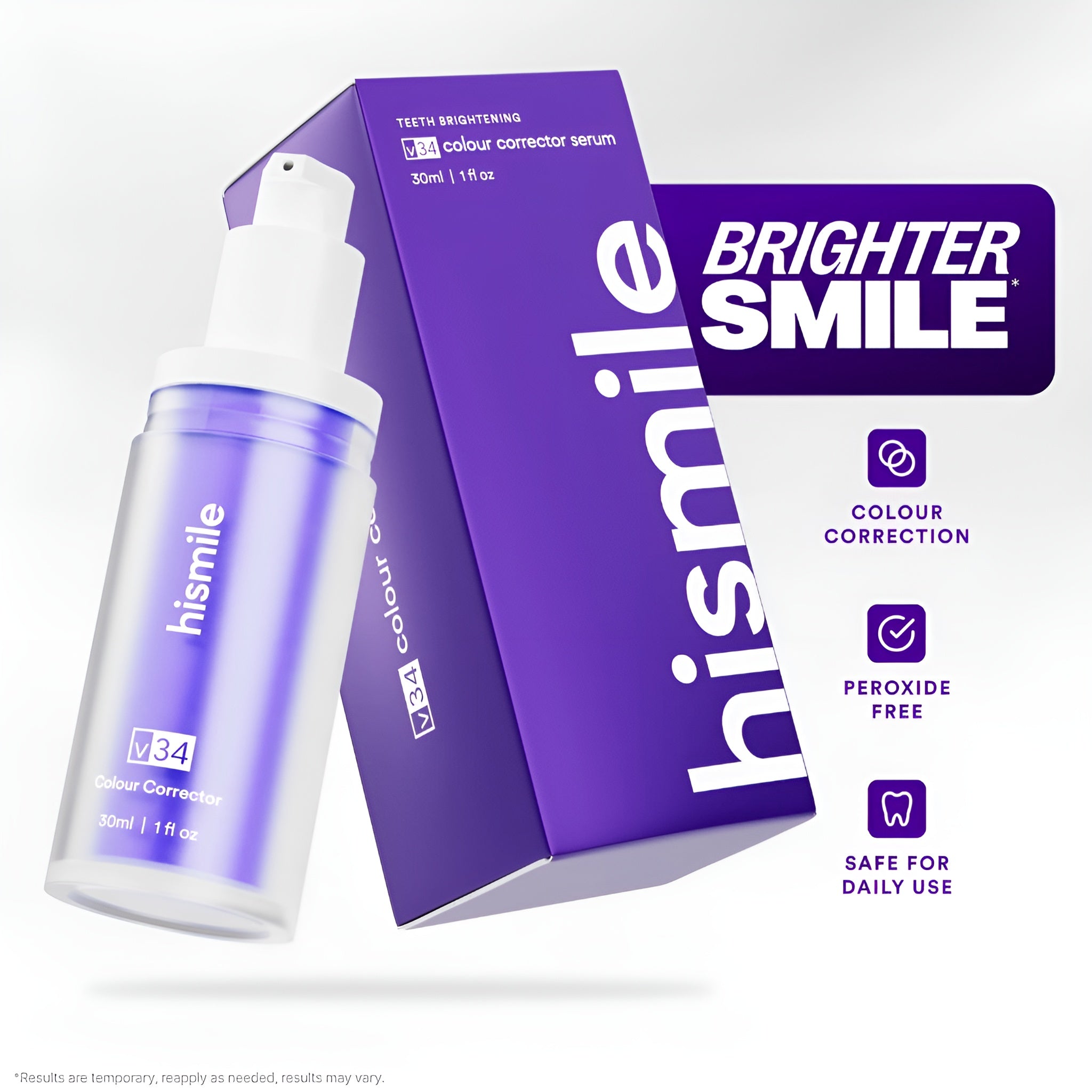 Zibayah™ Hi Smile v34 Color Corrector, Purple Teeth Whitening, Tooth Stain Removal, Teeth Whitening Booster, Purple Toothpaste