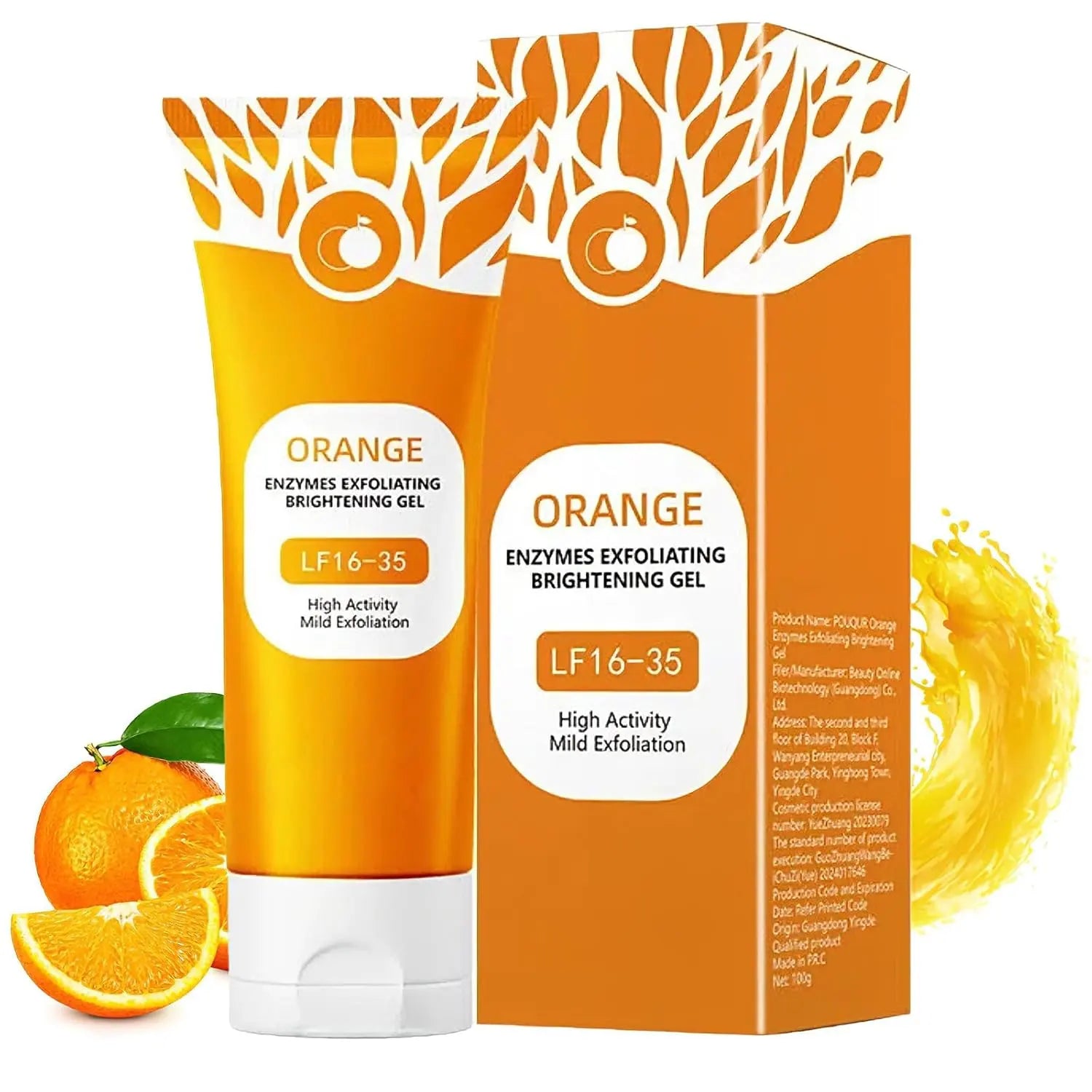 Natural Orange Exfoliating Peeling Gel – Deep Cleansing Face & Body Scrub Moisturizer for Smooth Skin