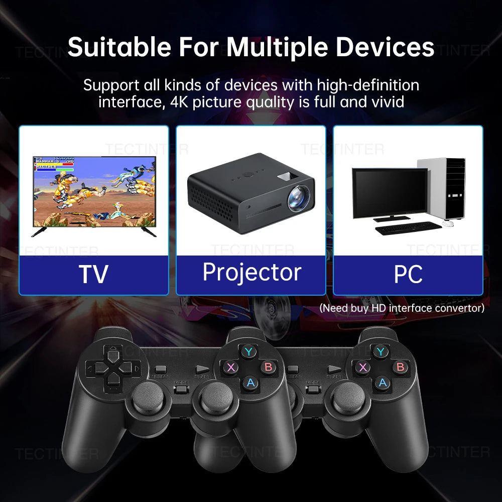 Retro Game Console Stick M8, 64G Retro Drive with 25000+ Plug and Play Video Games, Retro Gaming Console with 15 Emulator Console Stick Support 4K HD Output, 2.4GHz Wireless Controllers
