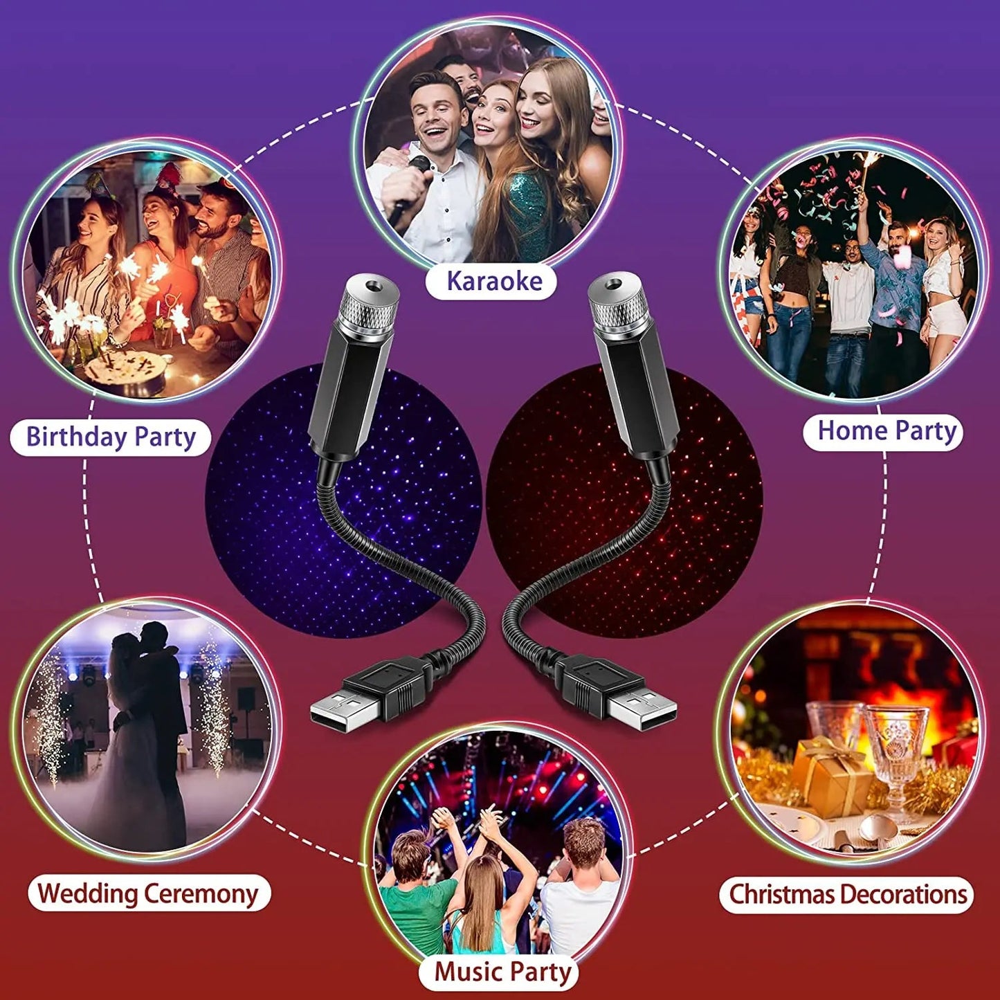 Libras Shop™ LED Starry Sky Lamp Car Laser Star Roof Light 5V USB Powered Galaxy Star Atmosphere Light Projector Lamp