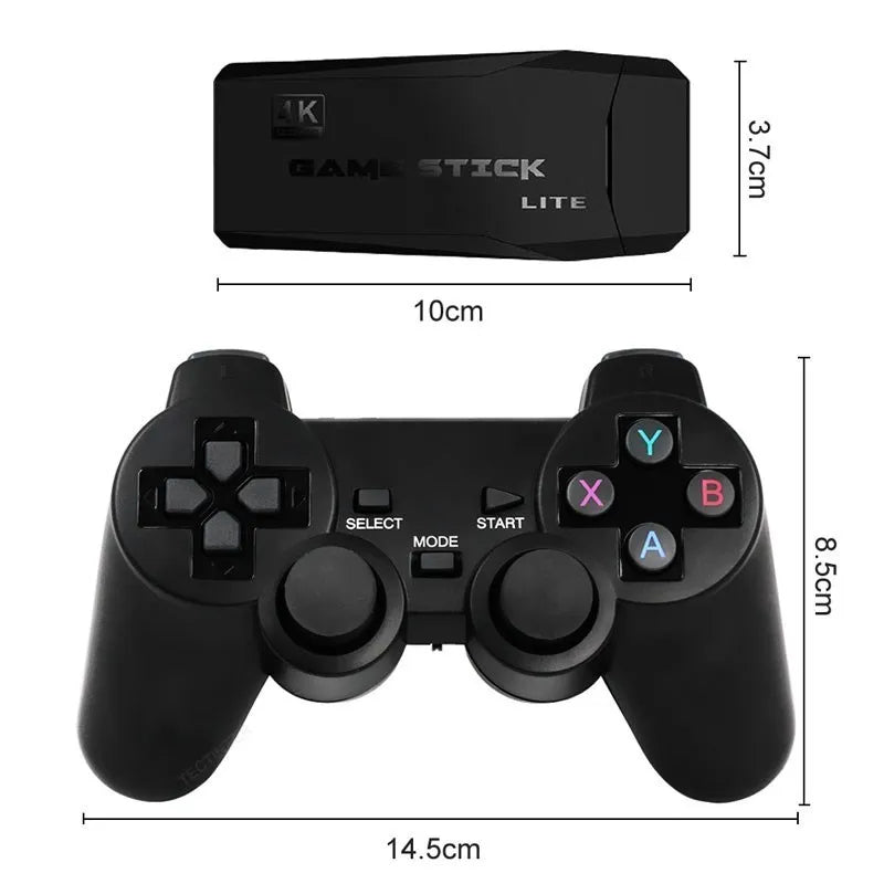 Retro Game Console Stick M8, 64G Retro Drive with 25000+ Plug and Play Video Games, Retro Gaming Console with 15 Emulator Console Stick Support 4K HD Output, 2.4GHz Wireless Controllers