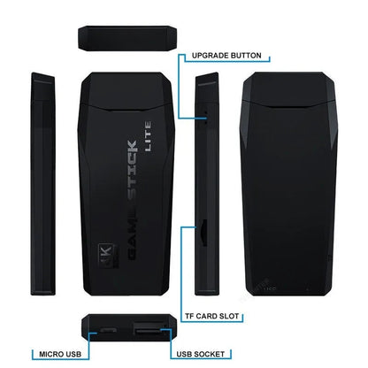 Retro Game Console Stick M8, 64G Retro Drive with 25000+ Plug and Play Video Games, Retro Gaming Console with 15 Emulator Console Stick Support 4K HD Output, 2.4GHz Wireless Controllers