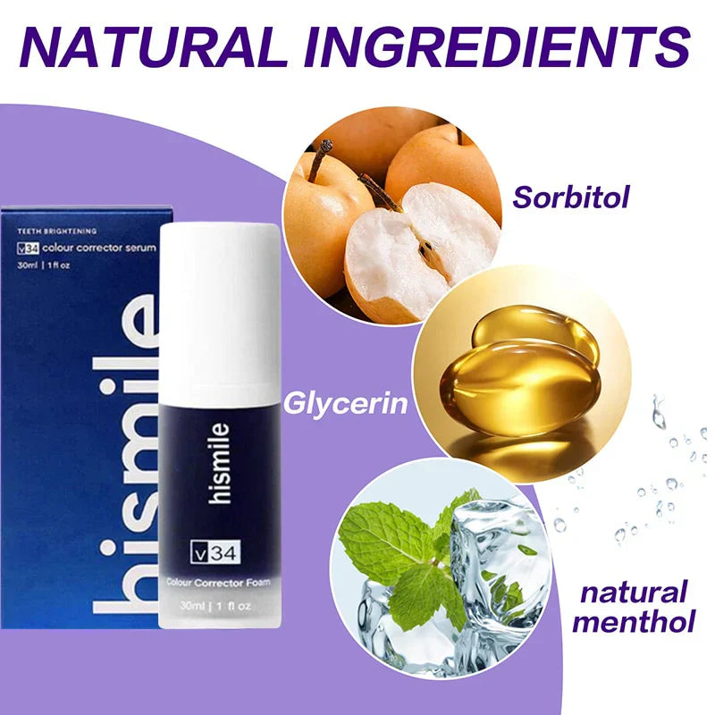 Libras Shop™ Hi Smile v34 Color Corrector, Purple Teeth Whitening, Tooth Stain Removal, Teeth Whitening Booster, Purple Toothpaste