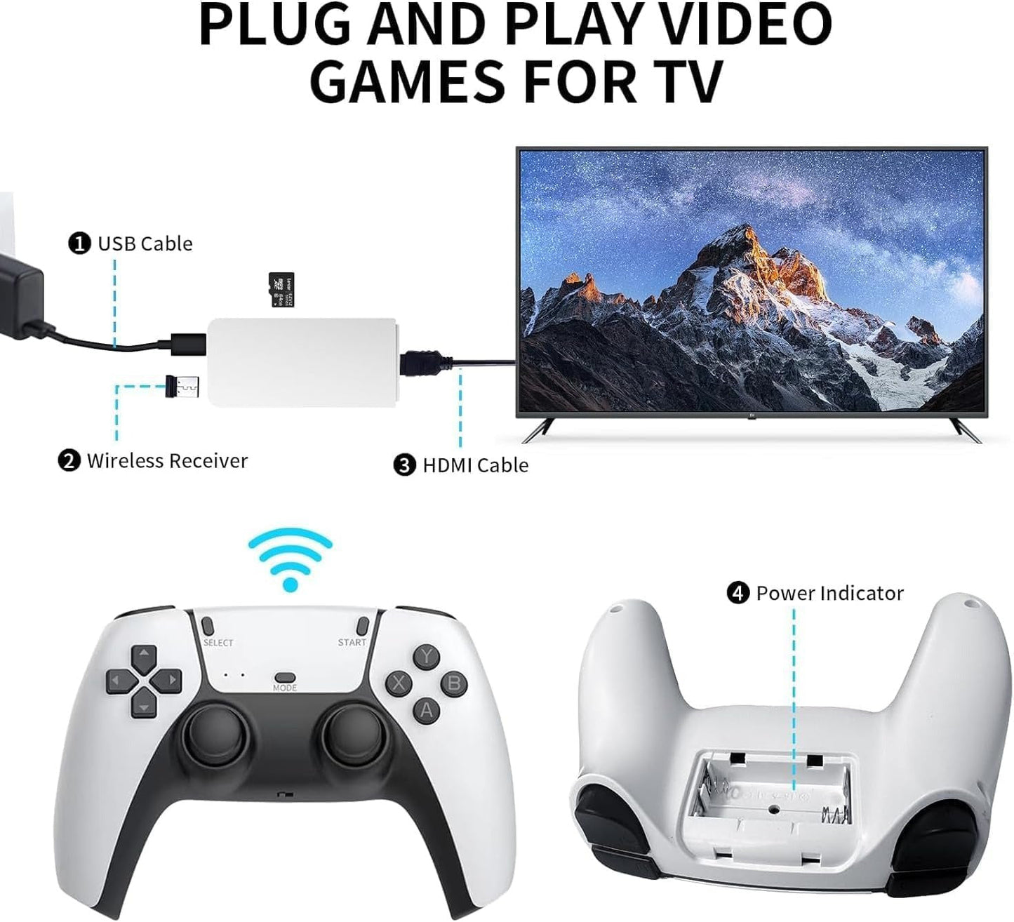 2025 New Retro Gaming Stick – Plug & Play Retro Gaming Console with 21500+ Classic Video Games, 4K HDMI Game Stick, Upgraded Wireless Controllers, Video Game Console