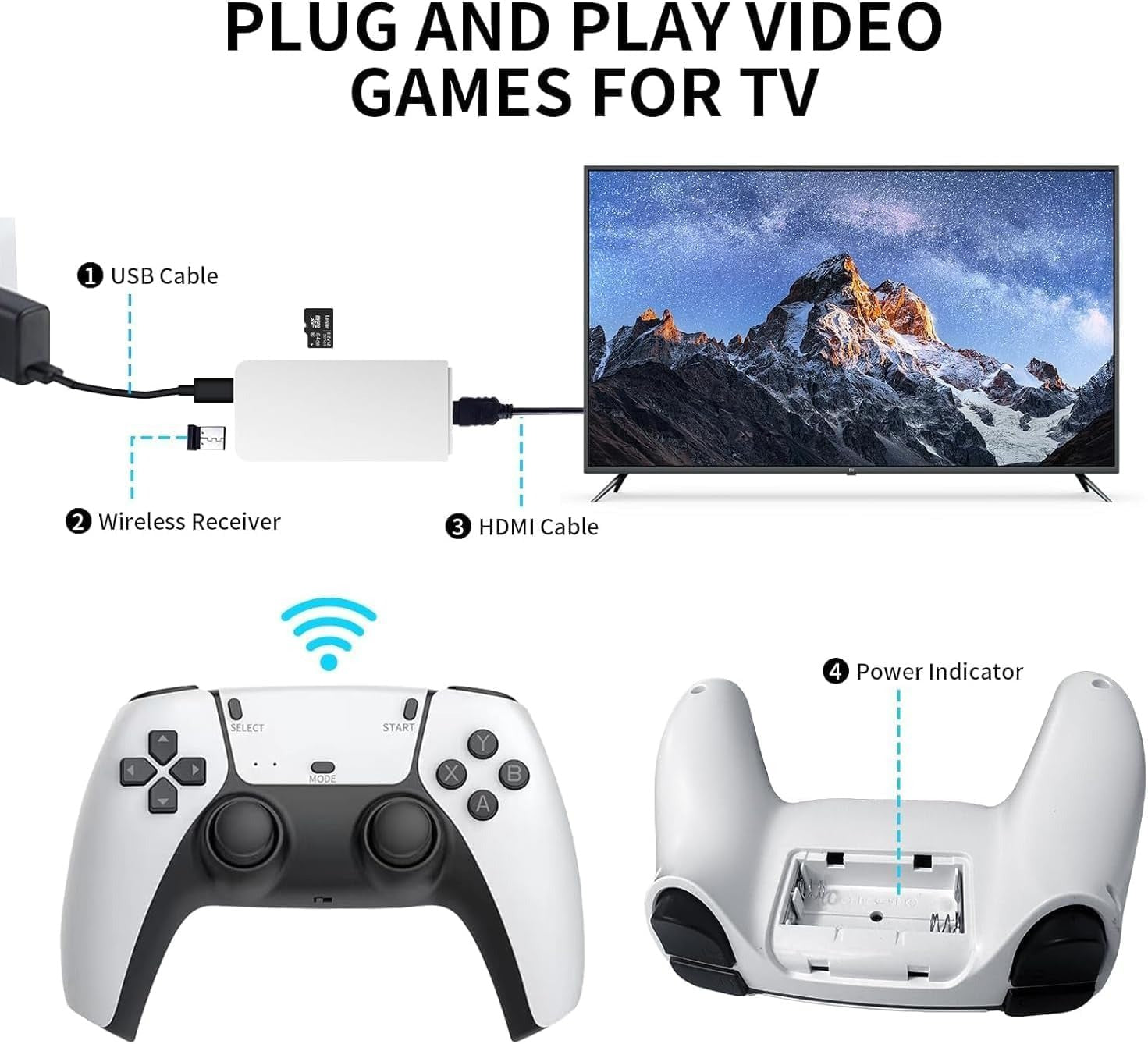 2025 New Retro Gaming Stick – Plug & Play Retro Gaming Console with 21500+ Classic Video Games, 4K HDMI Game Stick, Upgraded Wireless Controllers, Video Game Console